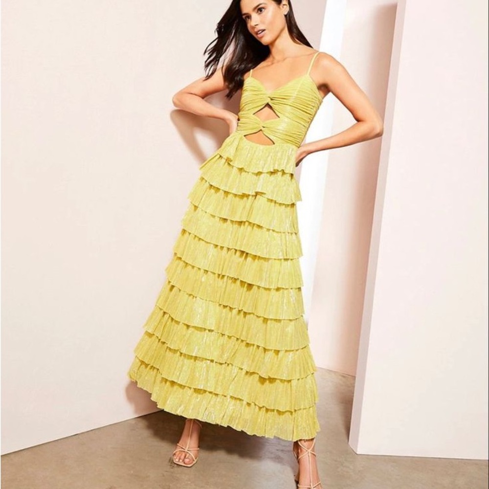 Gianni Bini Yellow Ruffled Maxi Dress